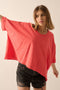 Red Easy Fit Mineral Wash Slub Knit T-Shirt