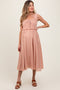 Peach Eyelet Sleeveless Maternity Midi Dress