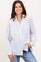 Light Grey Cotton Gauze Oversized Button Down Shirt