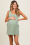 Light Olive Sleeveless Striped A-Line Maternity Mini Dress