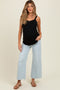 Light Blue Raw Hem Cropped Wide Leg Maternity Jeans