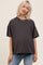 Black Boxy Raw Edge Maternity Short Sleeve Tee