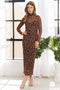 Mocha Polka Dot Mesh Overlay Midi Dress