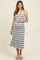Denim Multi Square Neck Striped Sleeveless Maternity Dress