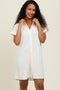 Ivory Textured Short Sleeve Button Down Shirt Dress