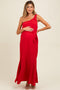 Red Asymmetrical Maternity Maxi Dress