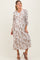 Cream Floral Button Front V-Neck Maternity Midi Dress