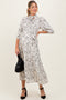 Cream Floral Neck Tie Maternity Midi Dress