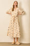 Cream Floral Cotton Gauze Tiered Midi Dress