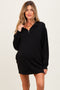Black Half Zip Long Sleeve Maternity Mini Dress