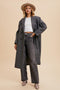 Charcoal Felted Double Breasted Lapel Duster Coat