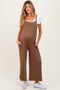 Mocha Sleeveless Pocketed Wide Leg Maternity Jumpsuit