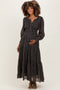 Black Printed Smocked Waist Tiered Maternity Maxi Dress