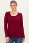 Burgundy Ribbed Long Sleeve Henley Top