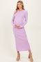 Lilac Ribbed Knit Fitted Maternity Midi Sweater Dress