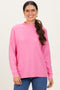 Pink Mock Neck Exposed Seam Sweater