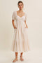 Orange Stripe Sweetheart Neckline Midi Dress
