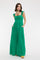 Green Cinched Smocked Bust Sleeveless Maxi Dress