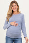 Light Blue Soft Knit Ruched Maternity Top