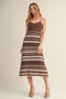 Chocolate Sleeveless Striped Crochet Dress