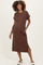 Brown Pocket Front Maternity Midi T-Shirt Dress