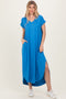 Aqua Blue Side Slit Maxi Dress
