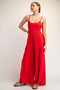 Red Sleeveless Wide Leg Jumpsuit