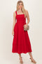 Red Linen Blend Sleeveless Midi Dress