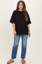 Black Cotton Oversized Maternity Tee