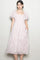 Pink Floral Puff Sleeve Midi Dress