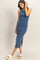 Navy Acid Washed Ribbed Midi Tank Dress