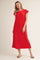 Tomato Red Side Slit Midi Dress
