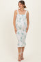 Sage Floral Shoulder Tie Fitted Maternity Midi Dress