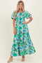 Emerald Green Floral Smocked Tiered Maxi Dress