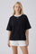 Black Relaxed Fit Contrast Neckline Tee