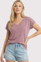 Mauve Slub Knit V-Neck Top