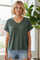Forest Green V-Neck Pointelle Knit Top