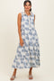 Ivory Floral Tiered Sleeveless Shirt Dress