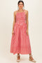 Red Striped Smocked Midi Dress