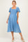 Blue Polka Dot Smocked Maternity Midi Dress