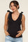 Black Bow Tie Detail Sleeveless V Neck Ribbed Maternity Top