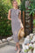 Brown Striped Knit Midi Henley Tank Dress