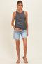 Black Striped Ribbed Knit Maternity Tank Top
