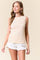 Ivory Floral Ruffle Trim Tank Top