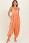 Apricot Mineral Wash Sleeveless V-Neck Jumpsuit