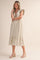 Cocoa Striped Flutter Sleeve Midi Dress