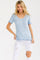 Blue Floral Ruffle Trim Henley Top