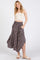 Purple Floral Smocked Waistband Round Hem Skirt