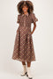 Brown Plaid Smocked Maternity Shirt Dress
