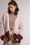 Pink Colorblock Chunky Knit Cardigan